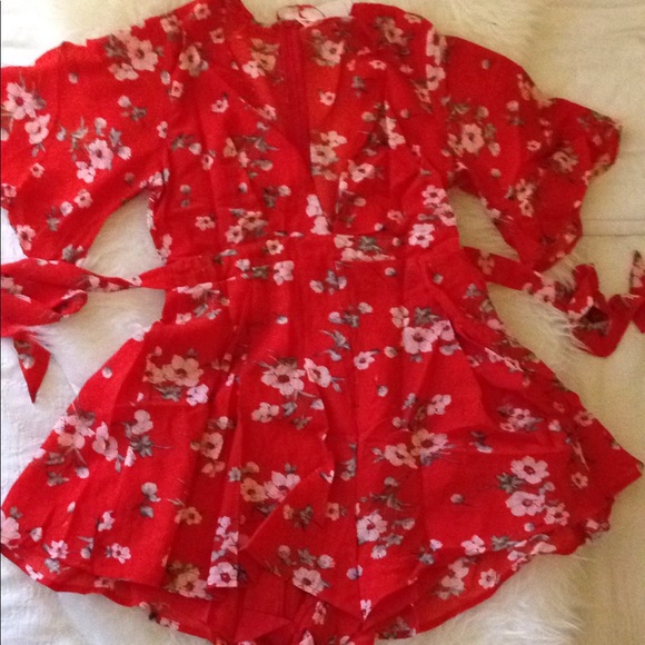 2 LEFT!  Little Red floral romper! - Picture 4 of 5